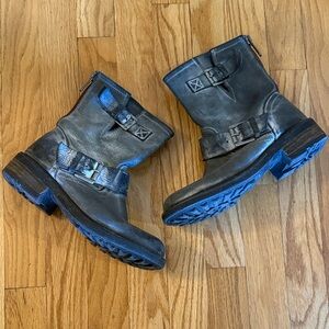 Freebird sz EU 37 US 7 by Steven Black grey distressed Moto Boots, see wear